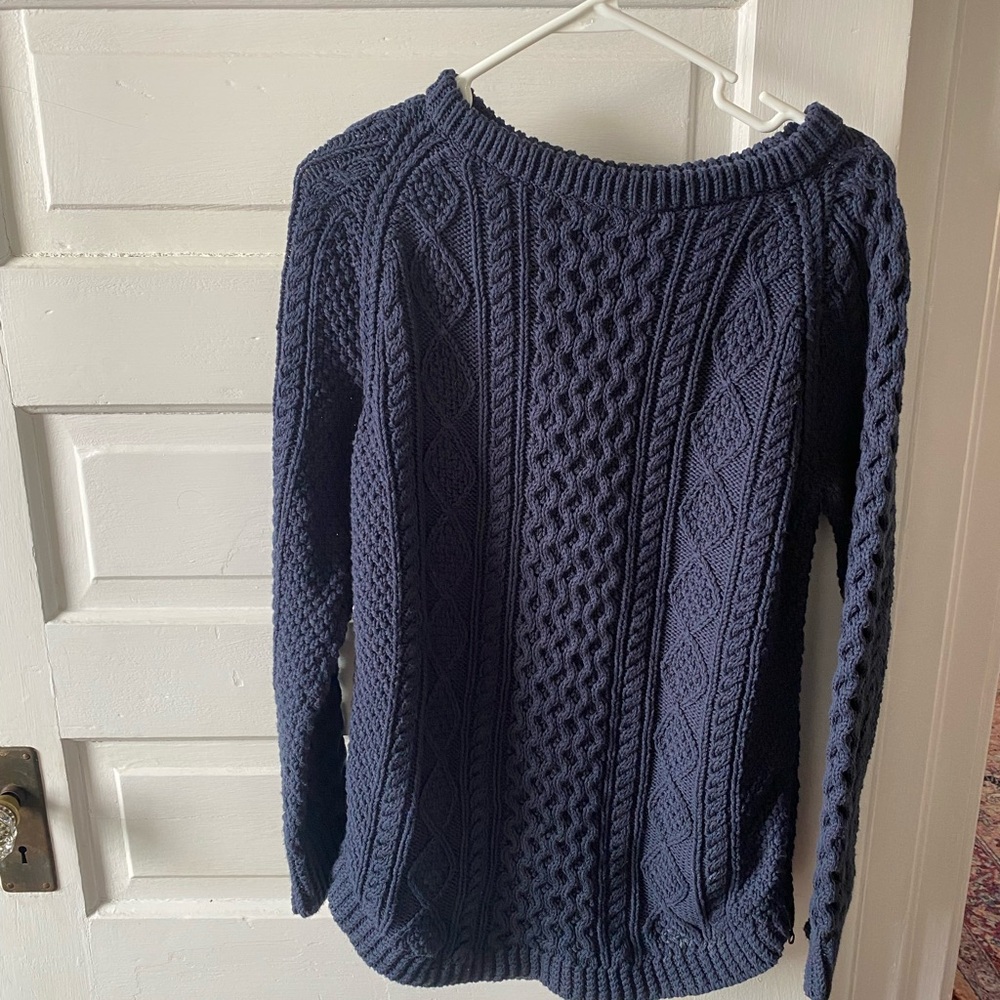 Signature Blue Cable Knit Crew Neck Sweater
